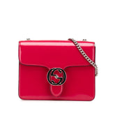 グッチ インターロッキングG チェーン ショルダーバッグ ハンドバッグ 387609 ピンク シルバー レザー レディース GUCCI 【中古】